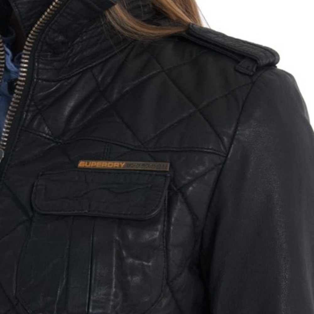 Superdry Ramona Leather Jacket Womens - Picture 3 of 6